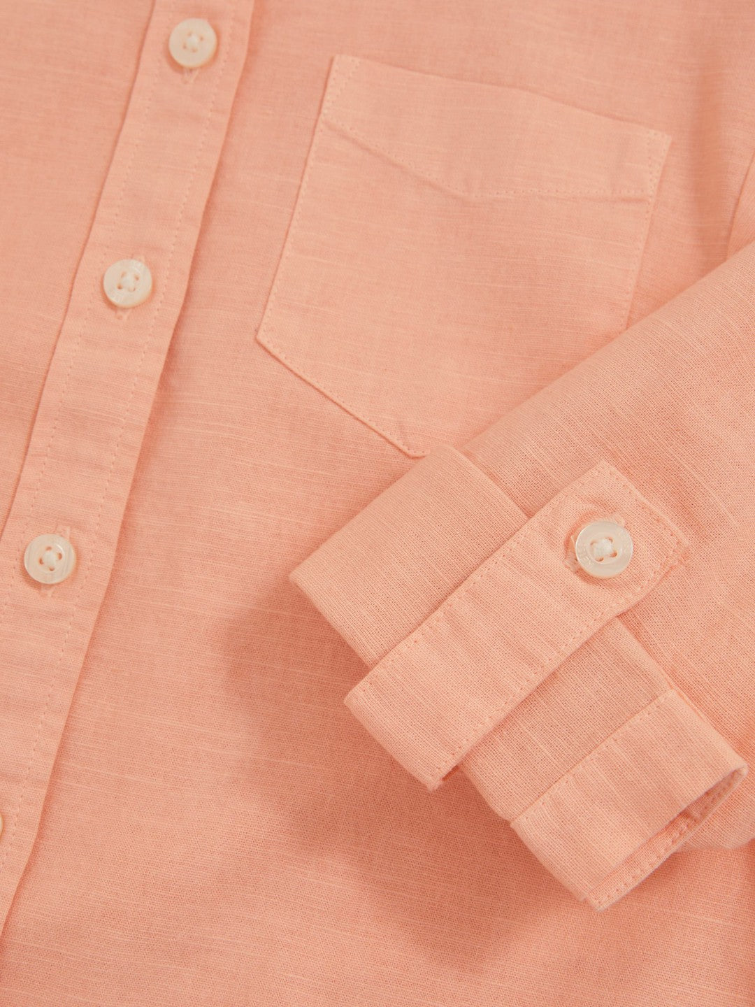9-13 yrs Linen Roll-Cuff Shirt Peach | Children