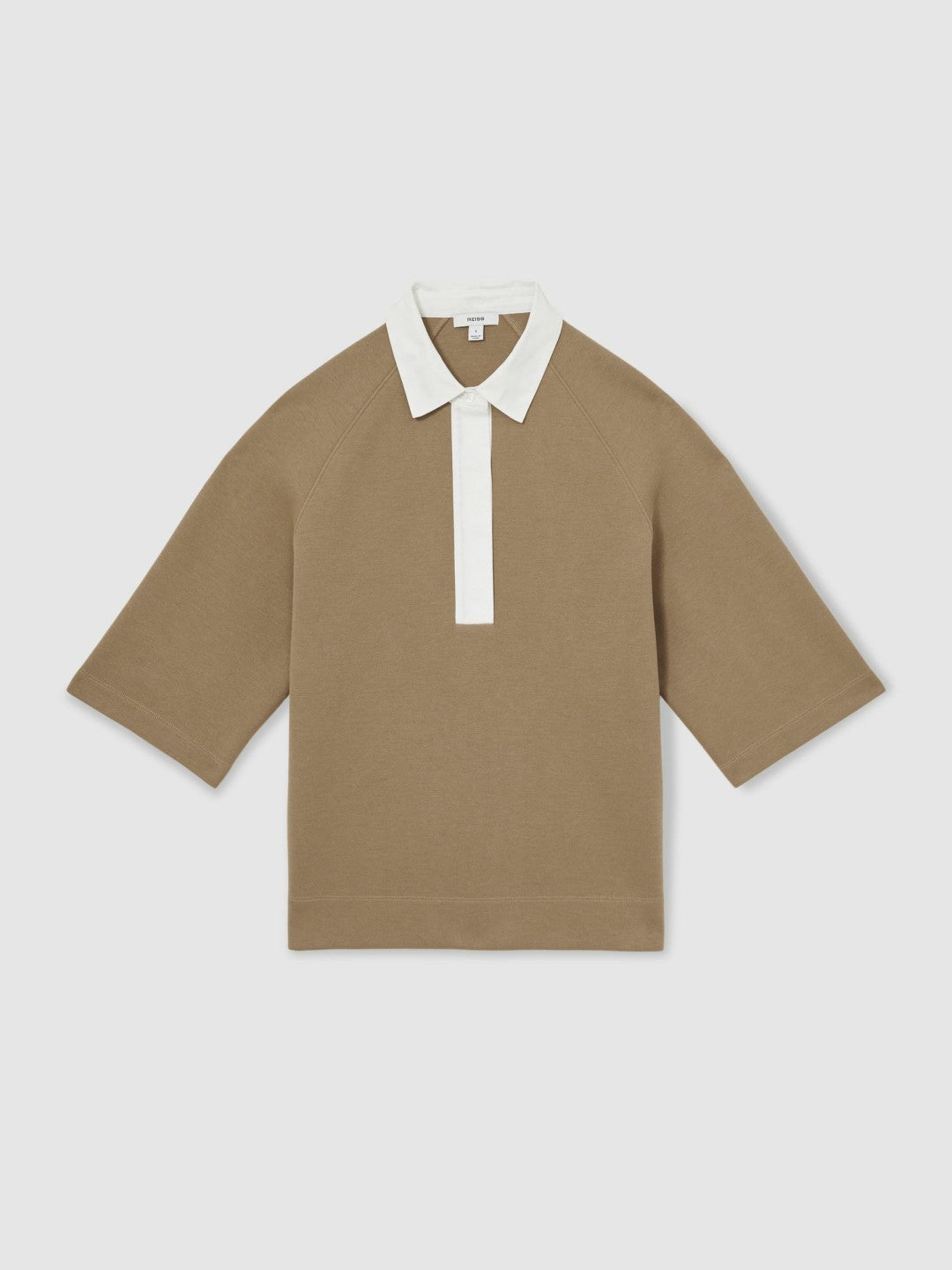 Cotton-Blend Interlock Collar Sweatshirt Camel | Womens