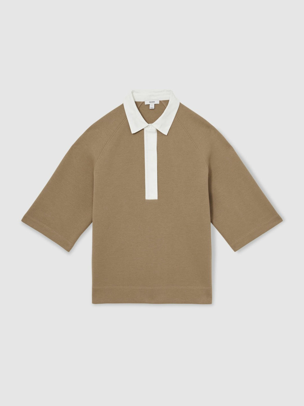 Cotton-Blend Interlock Collar Sweatshirt Camel | Womens