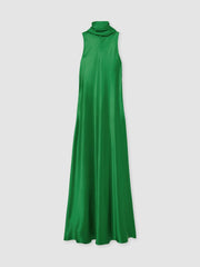 Petite Satin Cape Maxi Dress Green | Womens