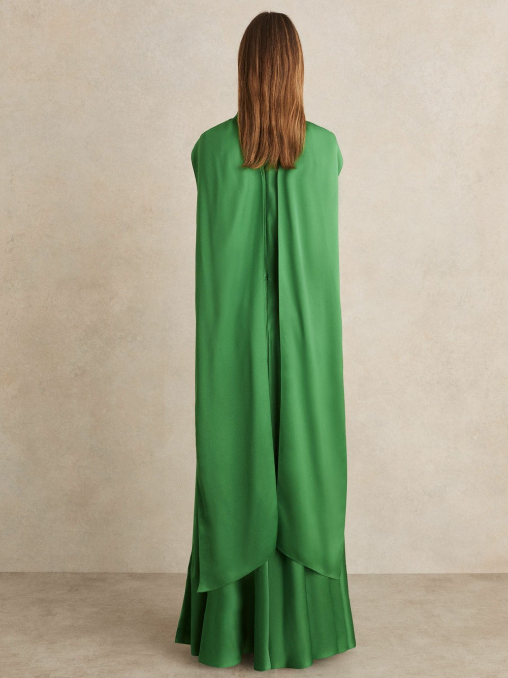 Petite Satin Cape Maxi Dress Green | Womens