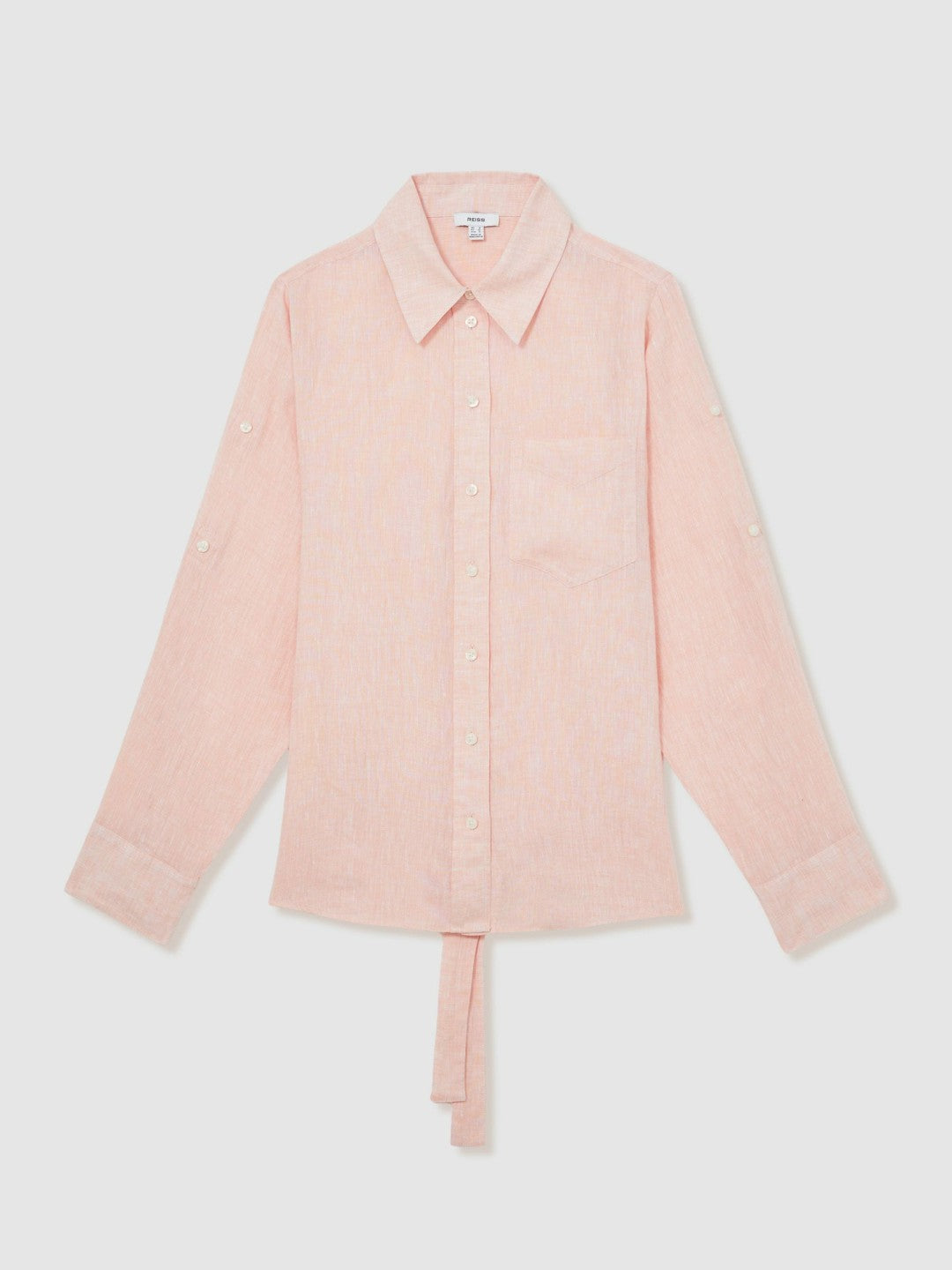 Linen Tie-Back Shirt Pale Pink | Womens