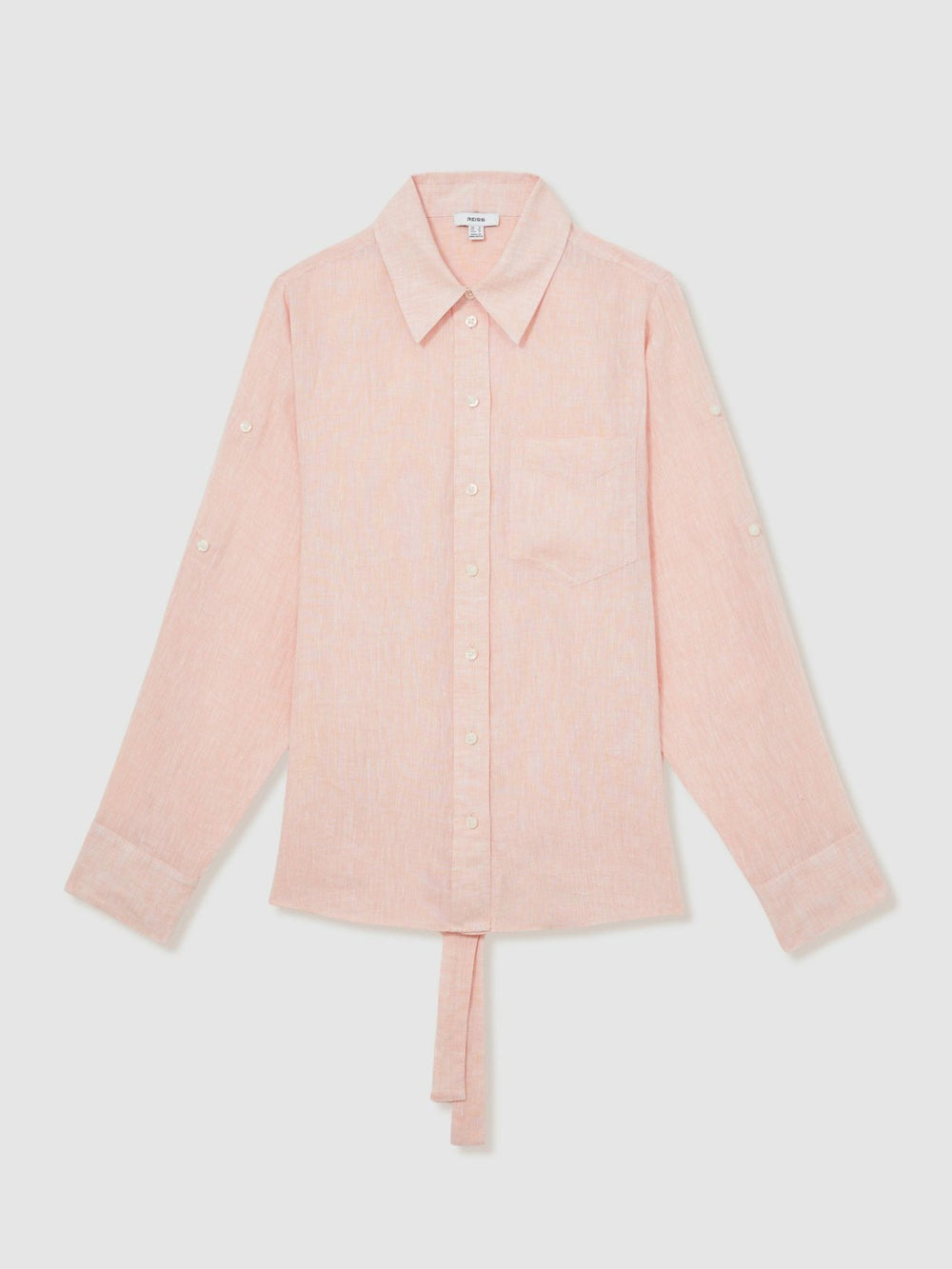 Linen Tie-Back Shirt Pale Pink | Womens