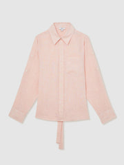 Linen Tie-Back Shirt Pale Pink | Womens
