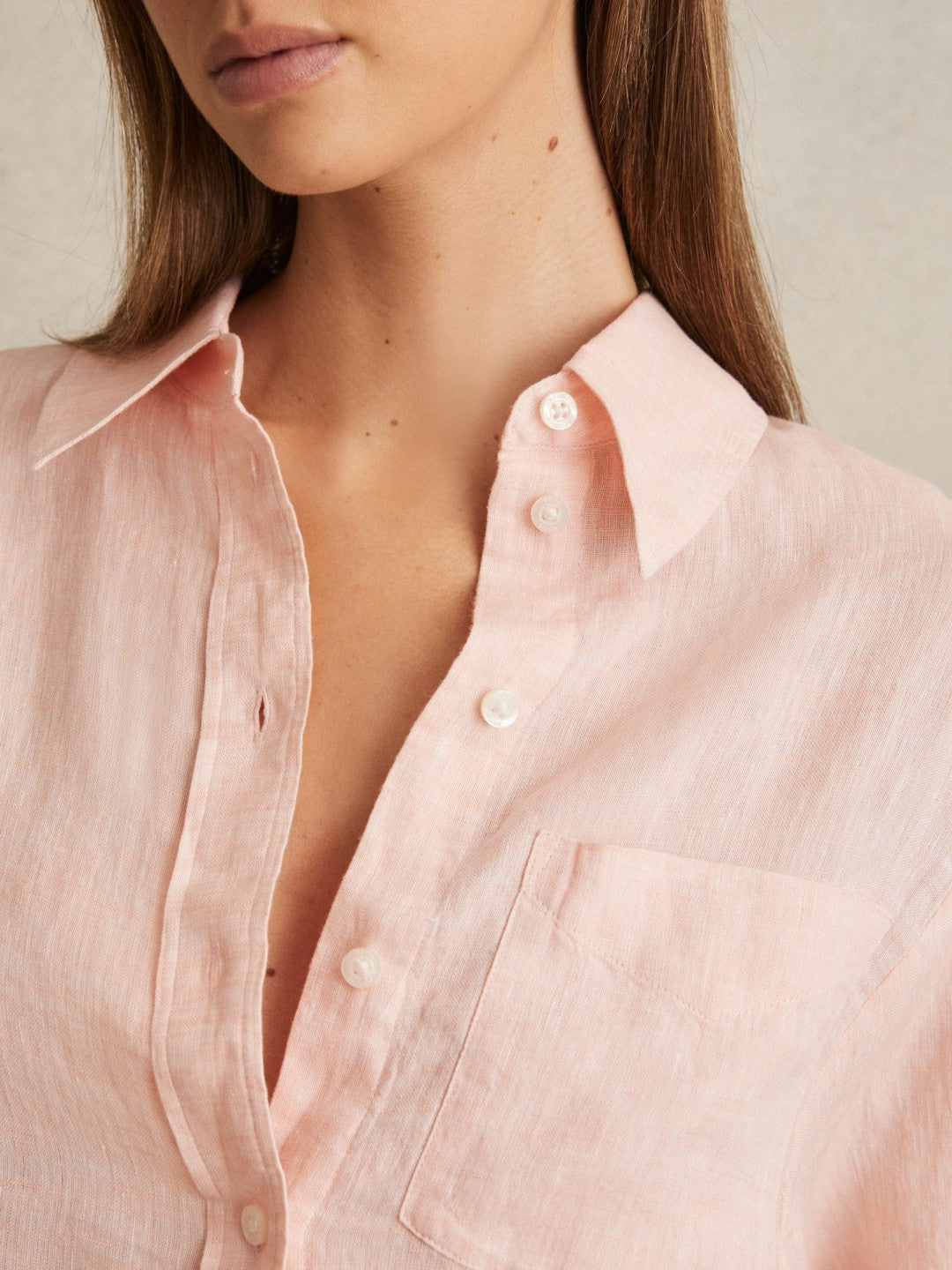 Linen Tie-Back Shirt Pale Pink | Womens