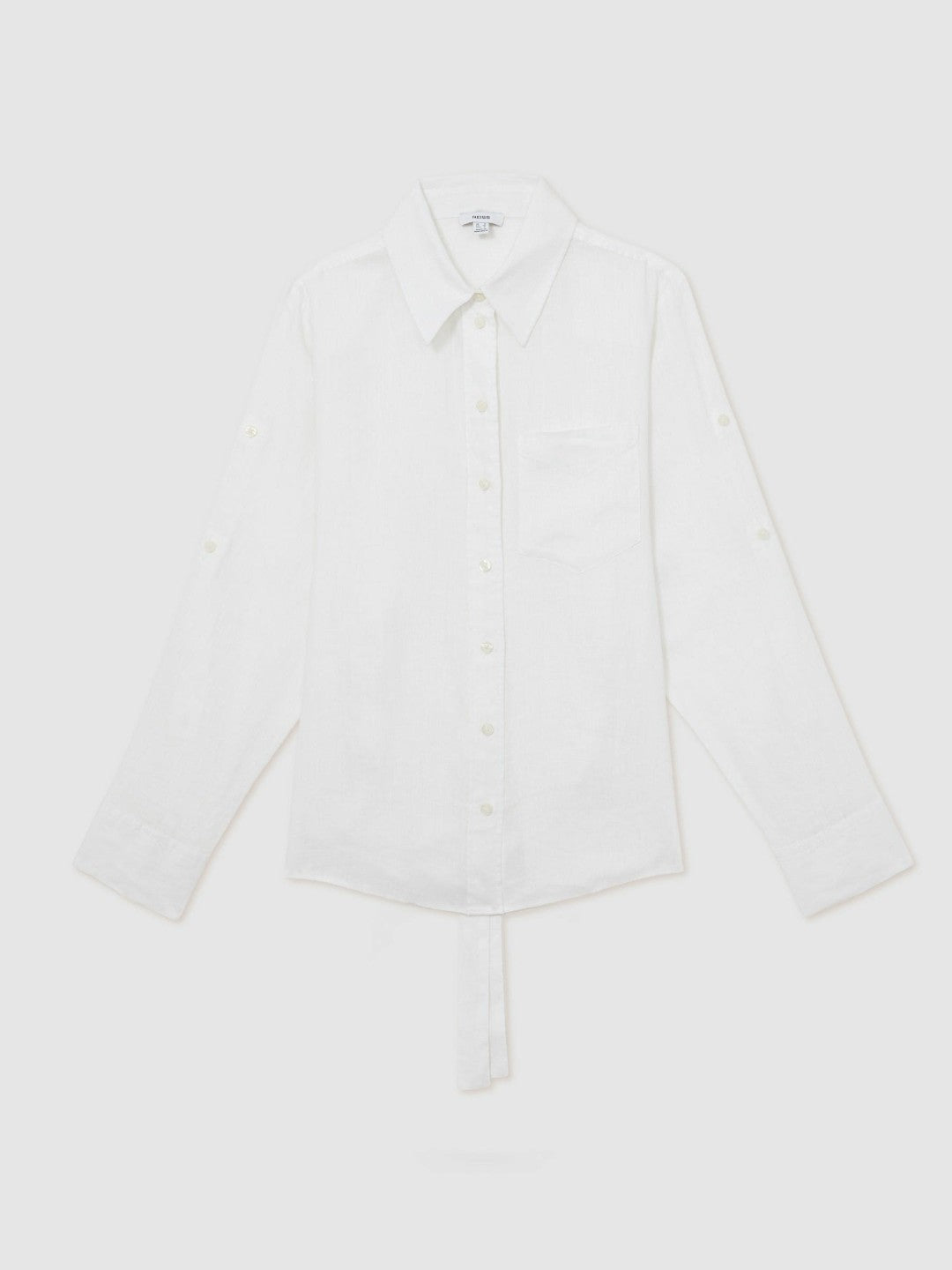 Linen Tie-Back Shirt White | Womens