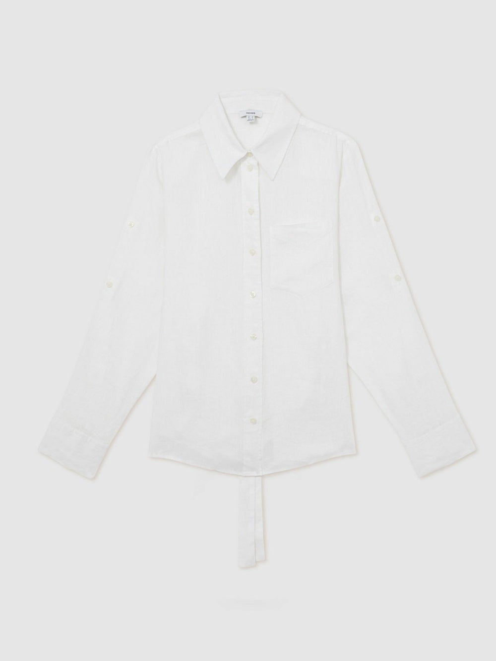 Linen Tie-Back Shirt White | Womens