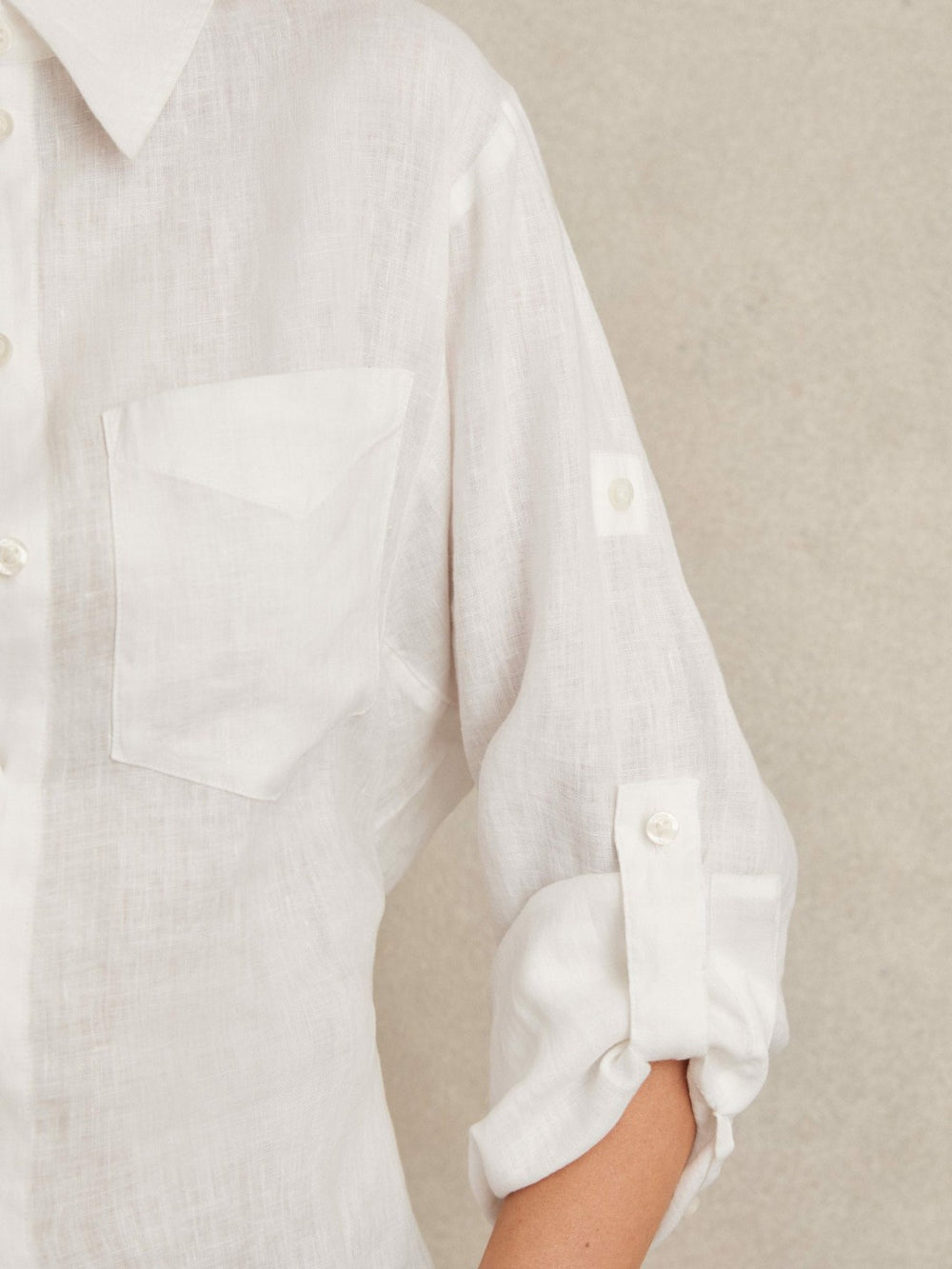 Linen Tie-Back Shirt White | Womens