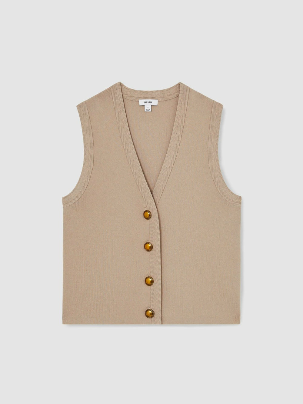 Knitted Button Through Vest Neutral | Womens