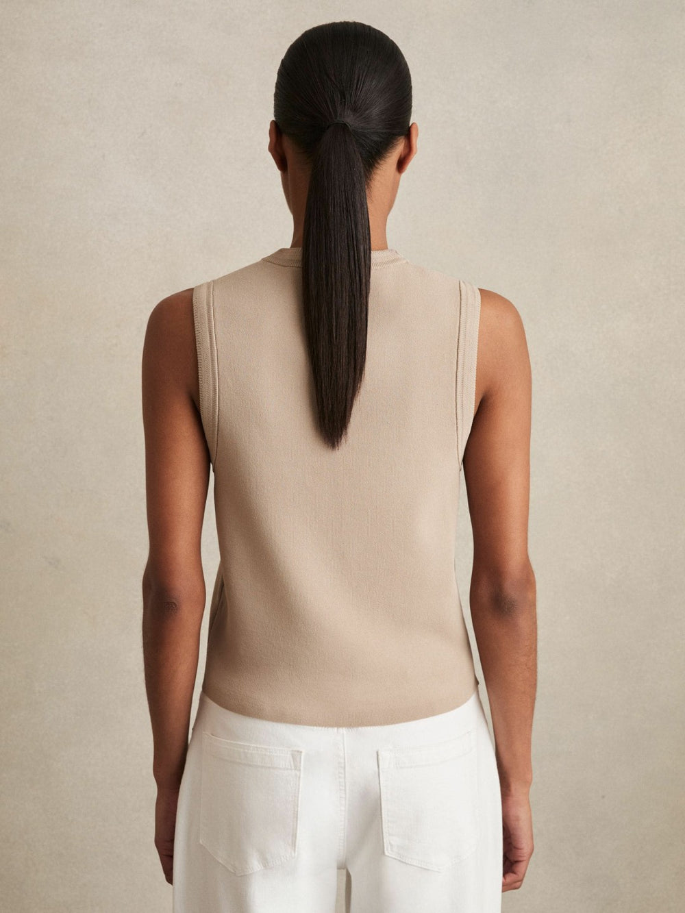 Knitted Button Through Vest Neutral | Womens