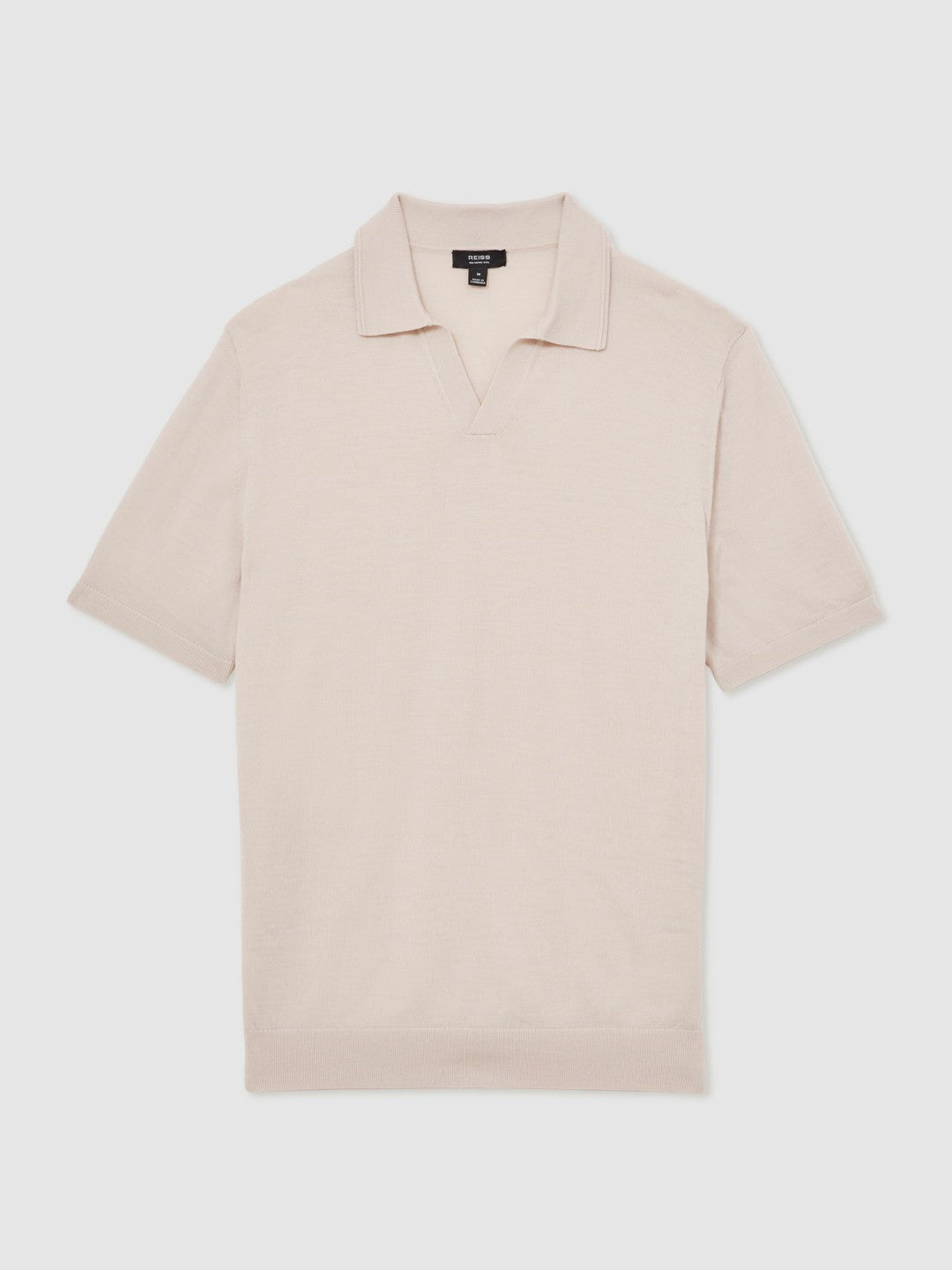 Merino Wool Open Collar Polo Shirt Beige | Mens