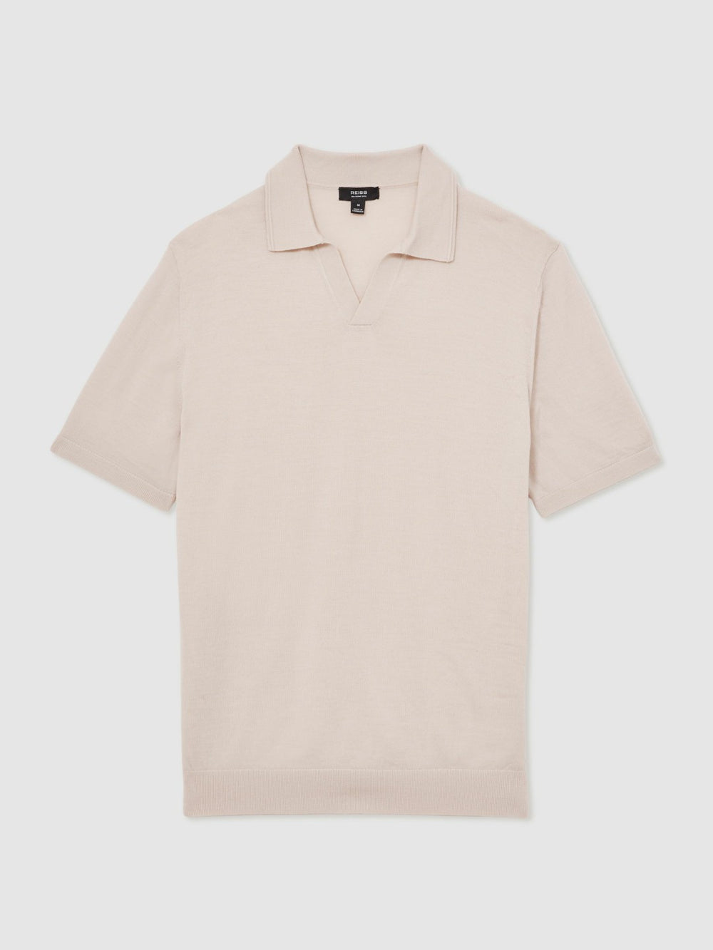Merino Wool Open Collar Polo Shirt Beige | Mens