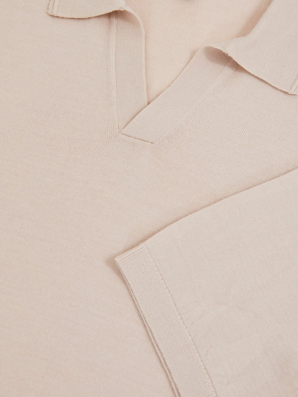 Merino Wool Open Collar Polo Shirt Beige | Mens
