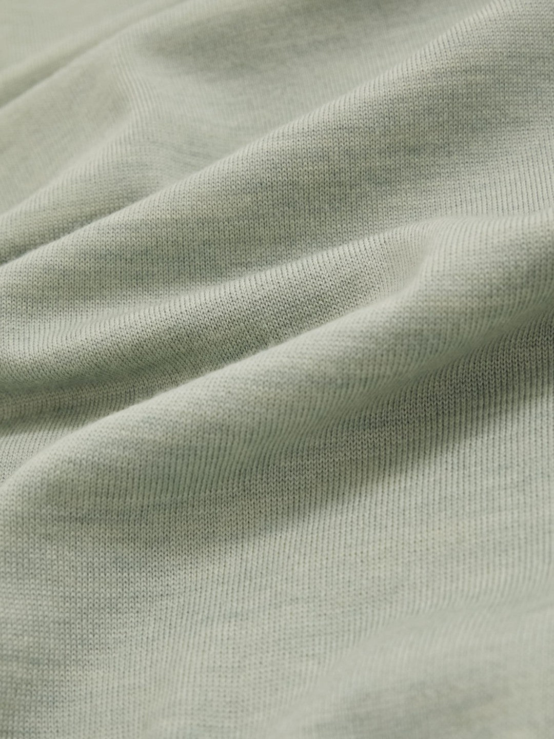 Merino Wool Open Collar Polo Shirt Sage Green Melange | Mens
