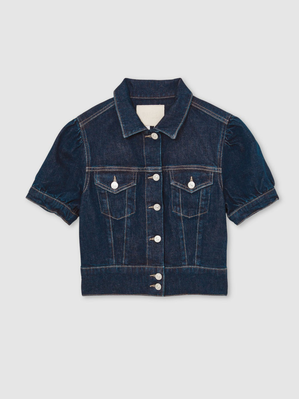 Paige Puff-Sleeve Short Denim Jacket Emberlynn Blue | Womens
