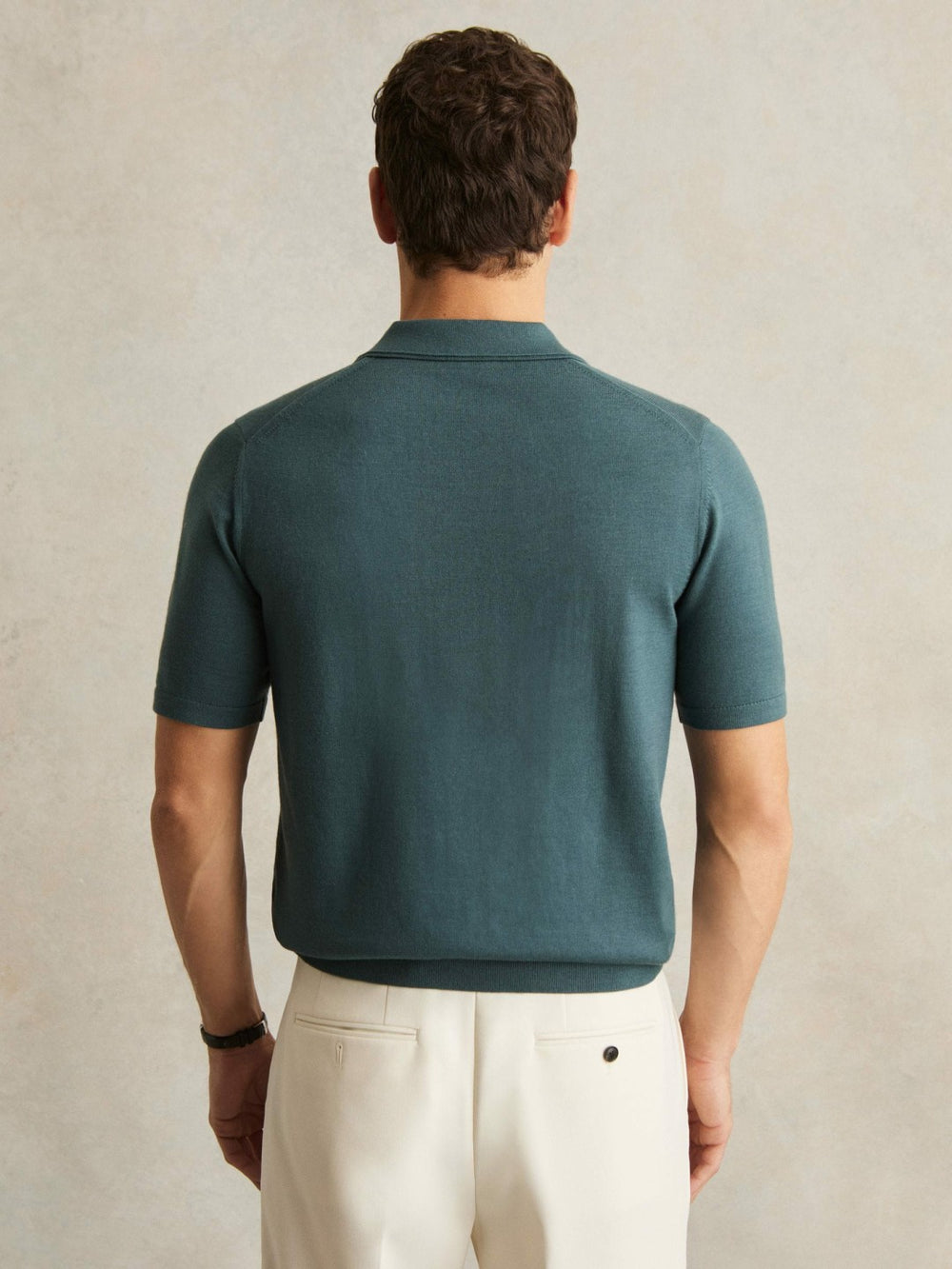 Merino Wool Open Collar Polo Shirt Orion Blue | Mens