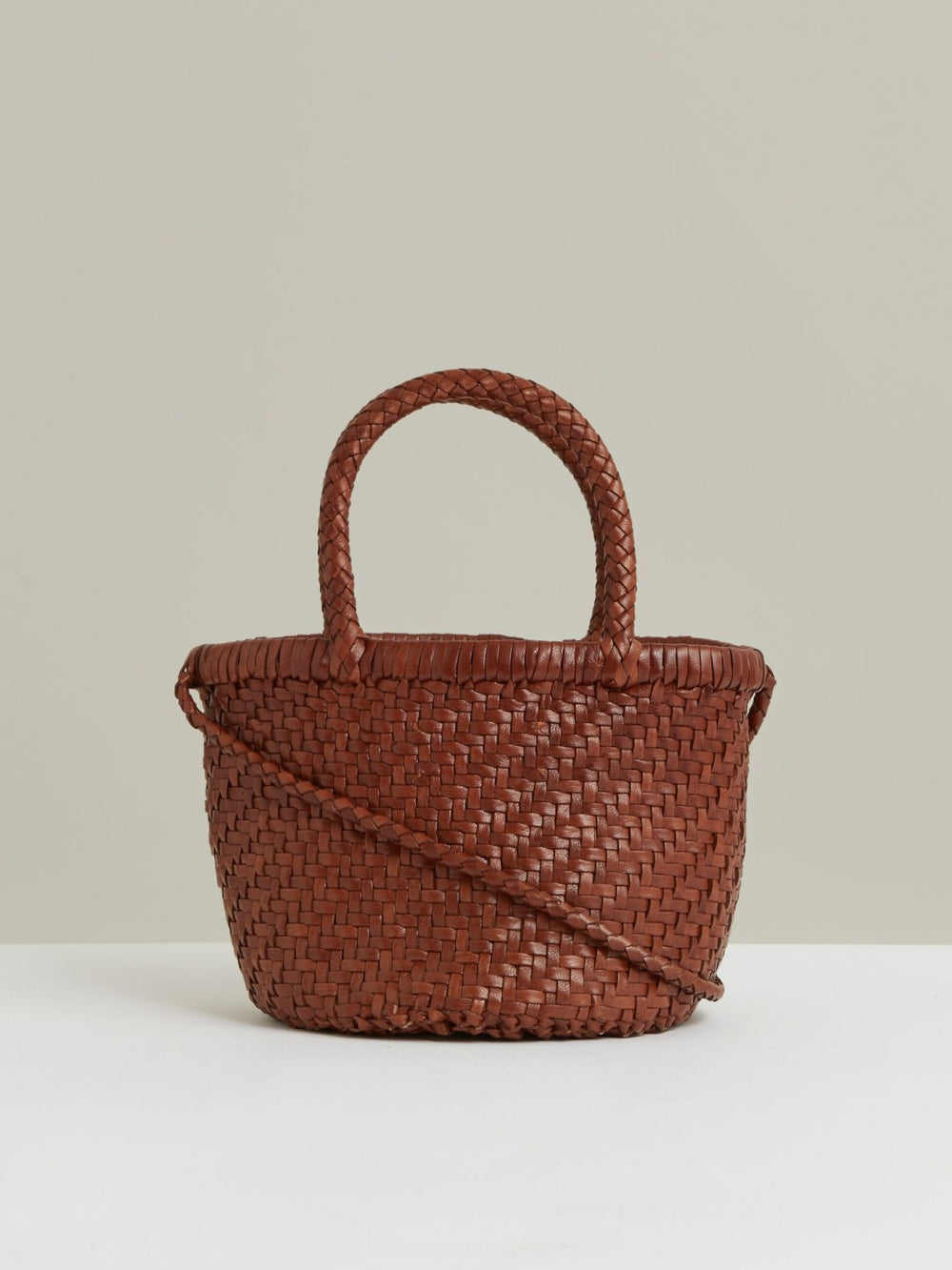 Leather Woven Mini Tote Bag Tan | Womens
