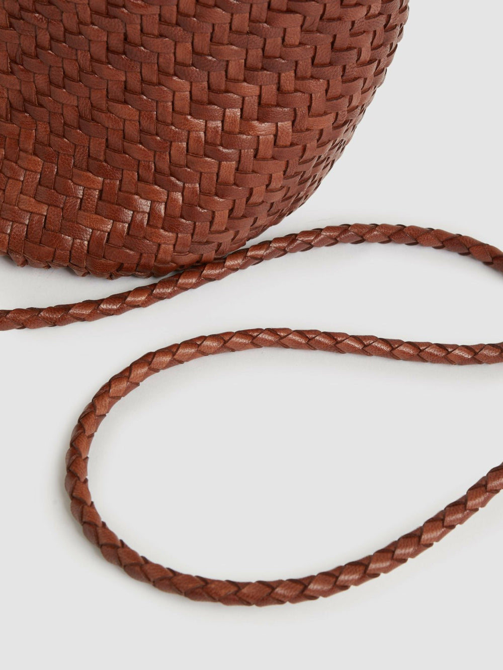 Leather Woven Mini Tote Bag Tan | Womens