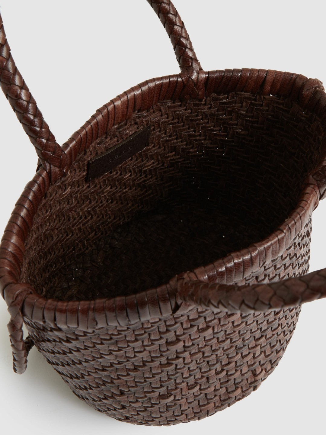 Leather Woven Mini Tote Bag Chocolate | Womens