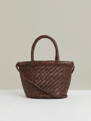Leather Woven Mini Tote Bag Chocolate | Womens