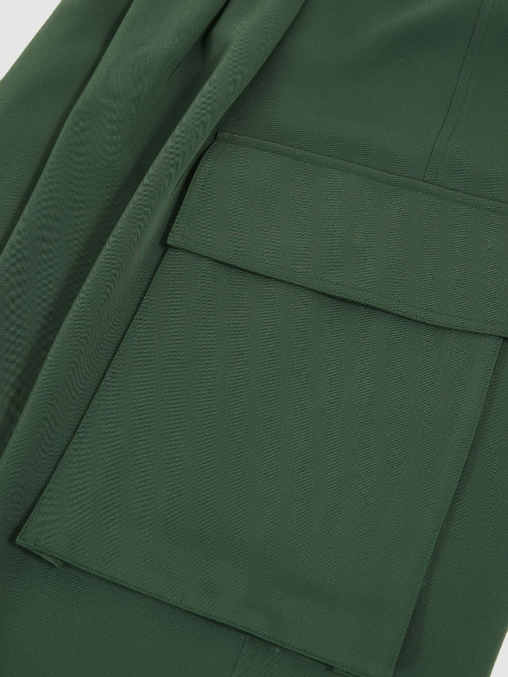Wide-Leg Pleated Cargo Trousers Green | Womens