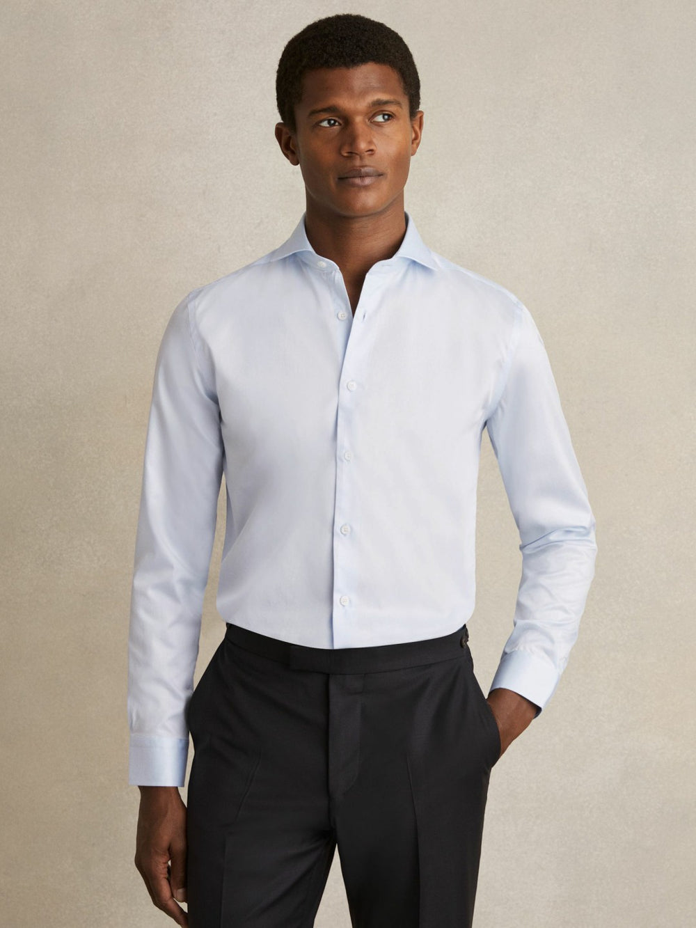 Slim Fit Slim-Fit Cotton Double-Cuff Shirt Soft Blue | Mens
