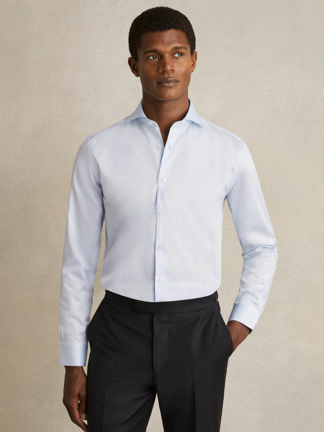 Slim Fit Slim-Fit Cotton Double-Cuff Shirt Soft Blue | Mens