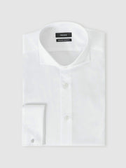 Double-Cuff Two-Fold Cotton Shirt White | Mens