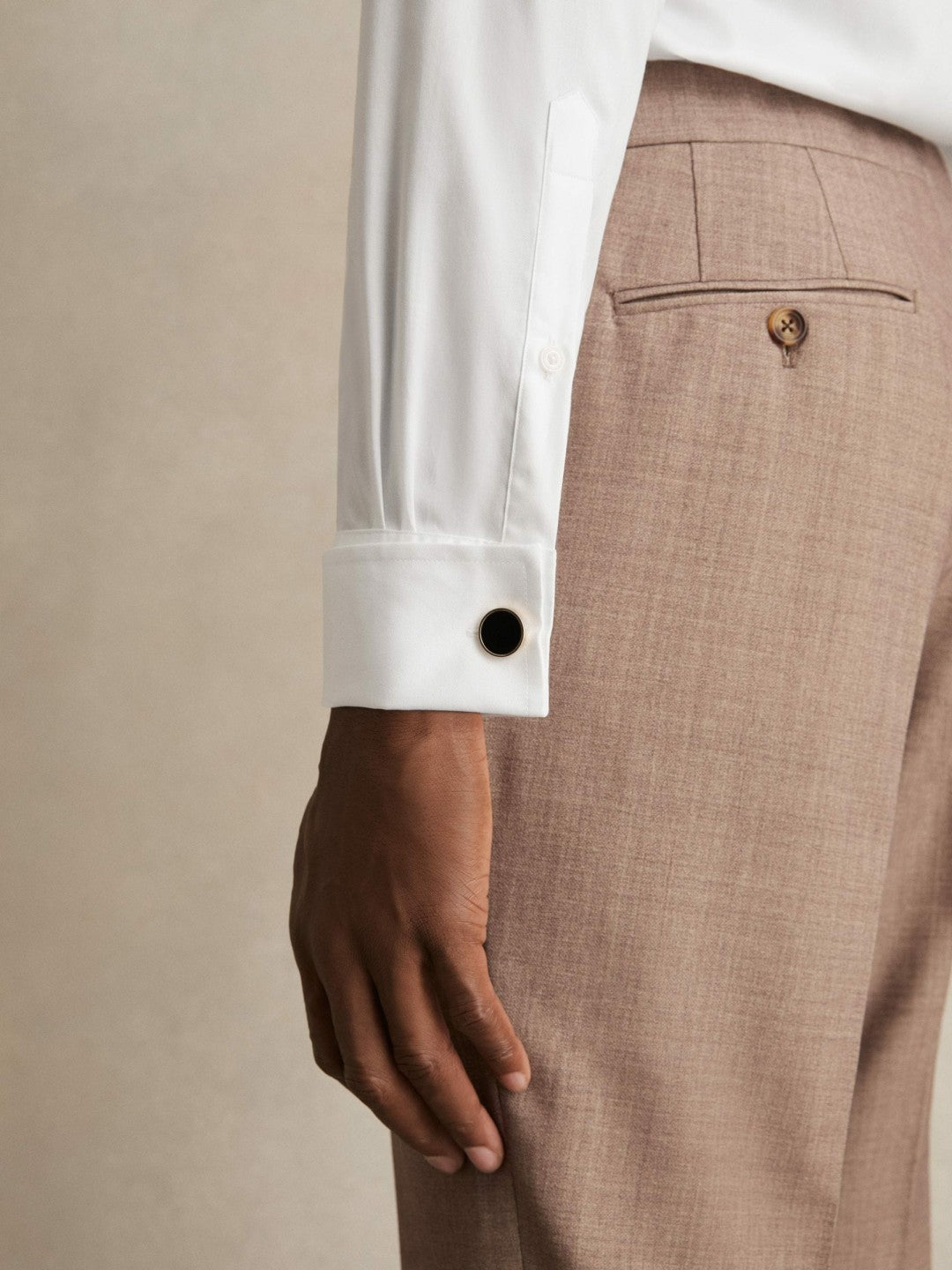 Double-Cuff Two-Fold Cotton Shirt White | Mens