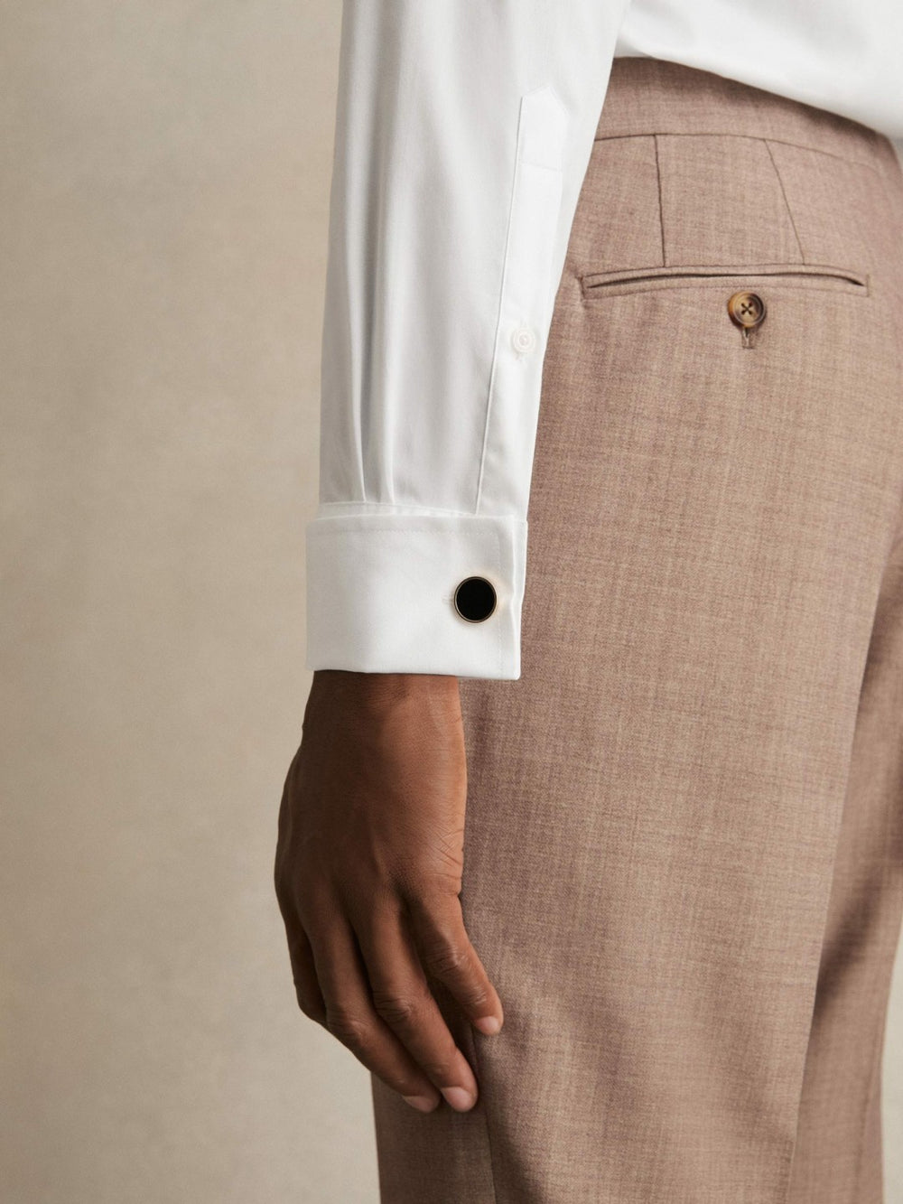 Double-Cuff Two-Fold Cotton Shirt White | Mens