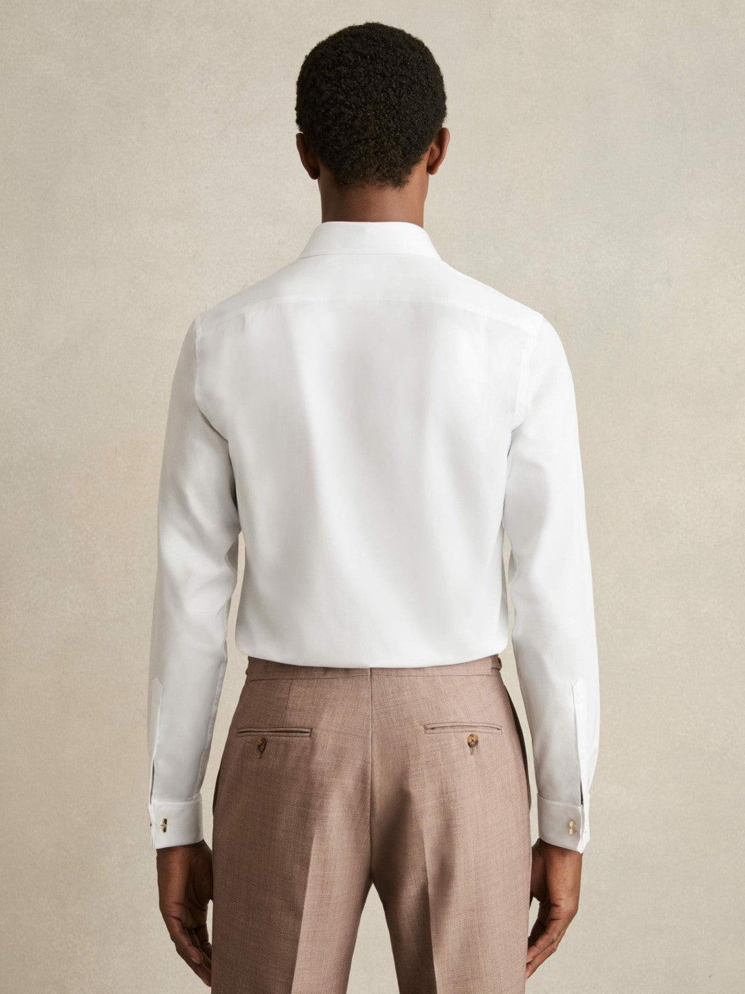 Double-Cuff Two-Fold Cotton Shirt White | Mens