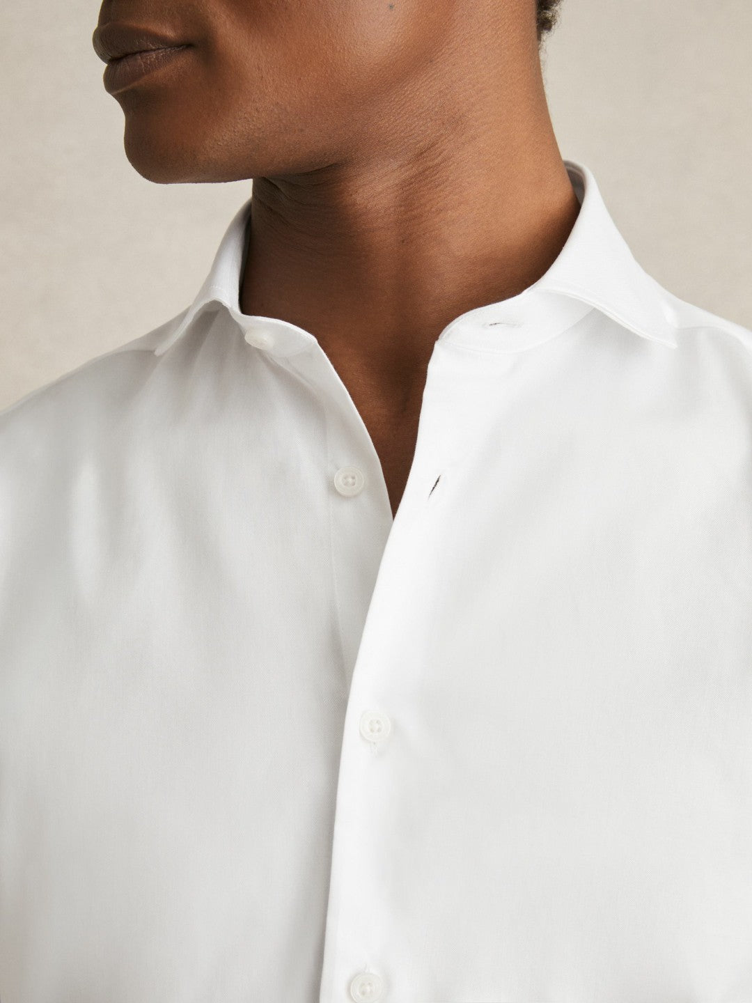 Double-Cuff Two-Fold Cotton Shirt White | Mens