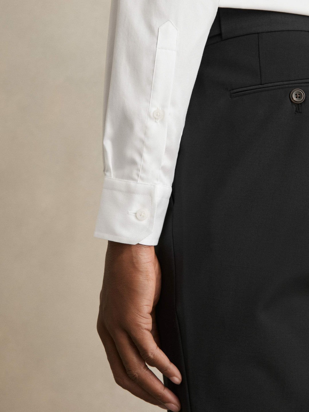 Regular Fit Slim-Fit Cotton Double-Cuff Shirt White | Mens