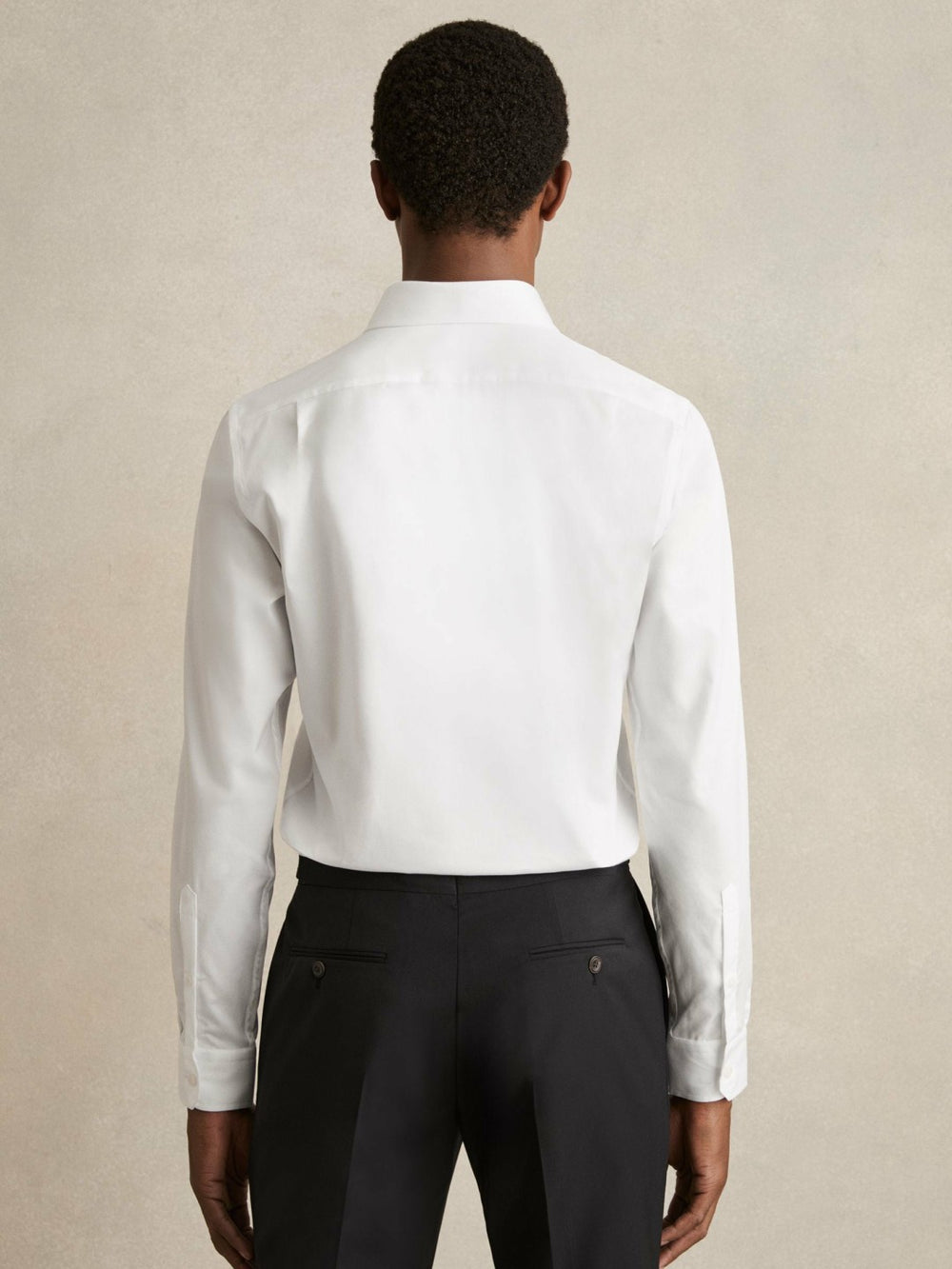 Regular Fit Slim-Fit Cotton Double-Cuff Shirt White | Mens