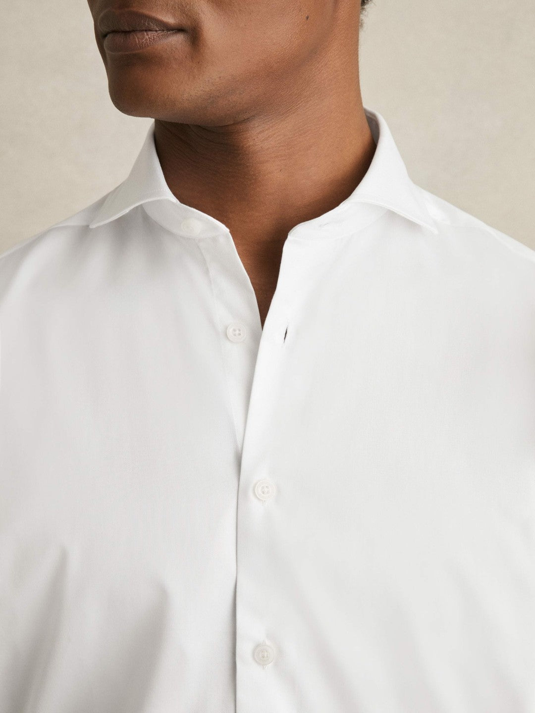 Regular Fit Slim-Fit Cotton Double-Cuff Shirt White | Mens