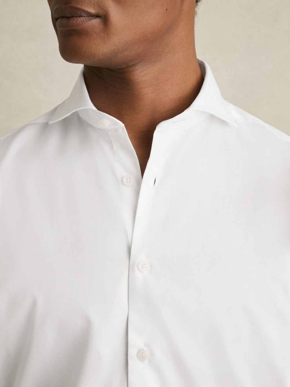 Regular Fit Slim-Fit Cotton Double-Cuff Shirt White | Mens