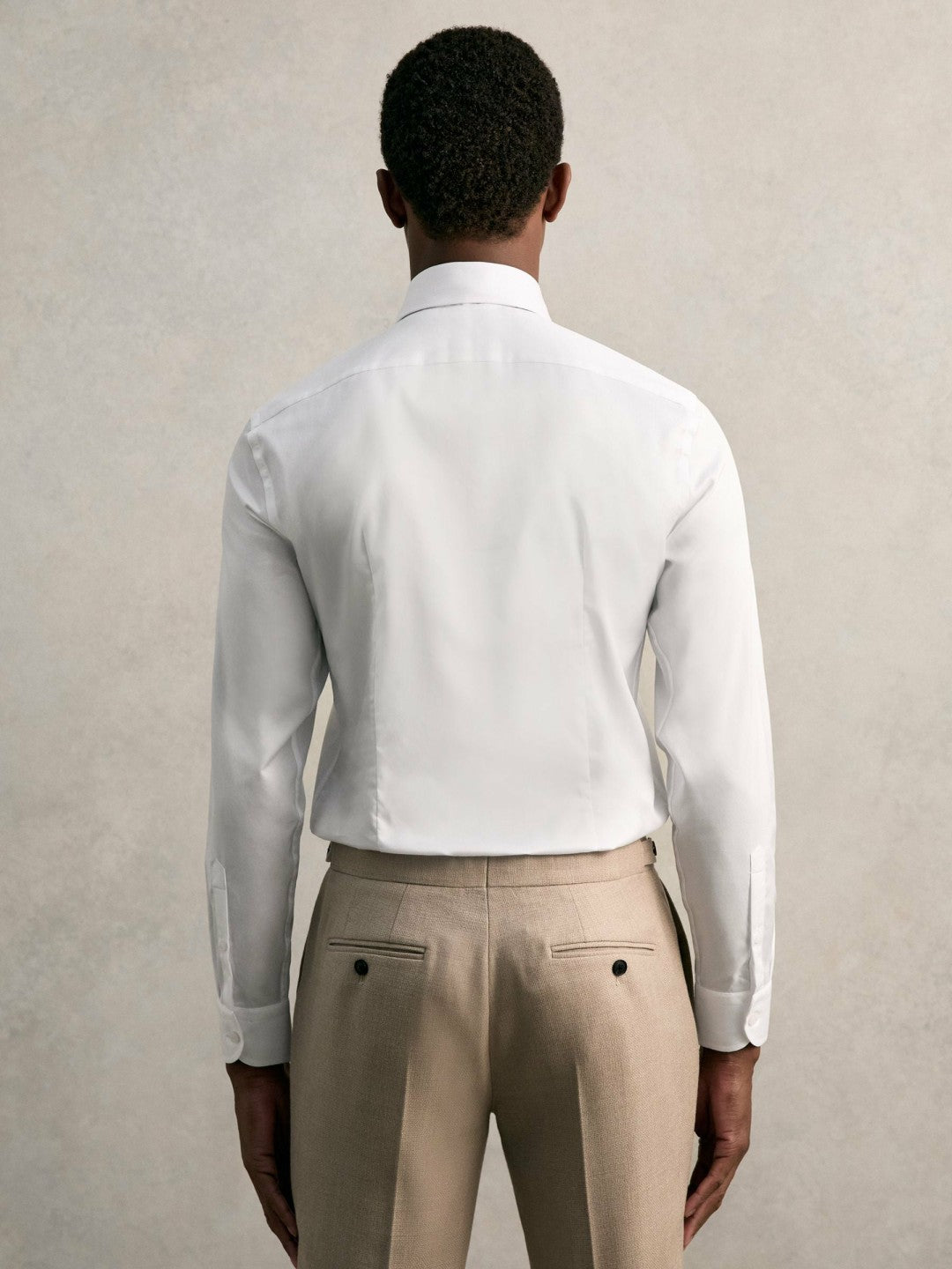 Slim Fit Cotton Pin Collar Shirt White | Mens