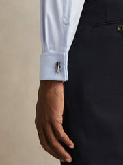 Regular Fit Slim-Fit Cotton Double-Cuff Shirt Soft Blue | Mens