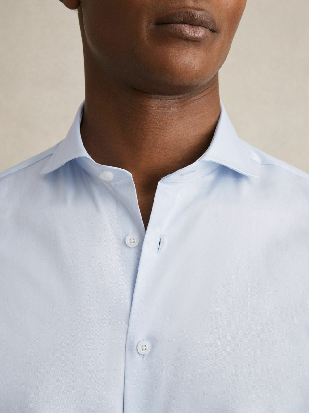 Regular Fit Slim-Fit Cotton Double-Cuff Shirt Soft Blue | Mens