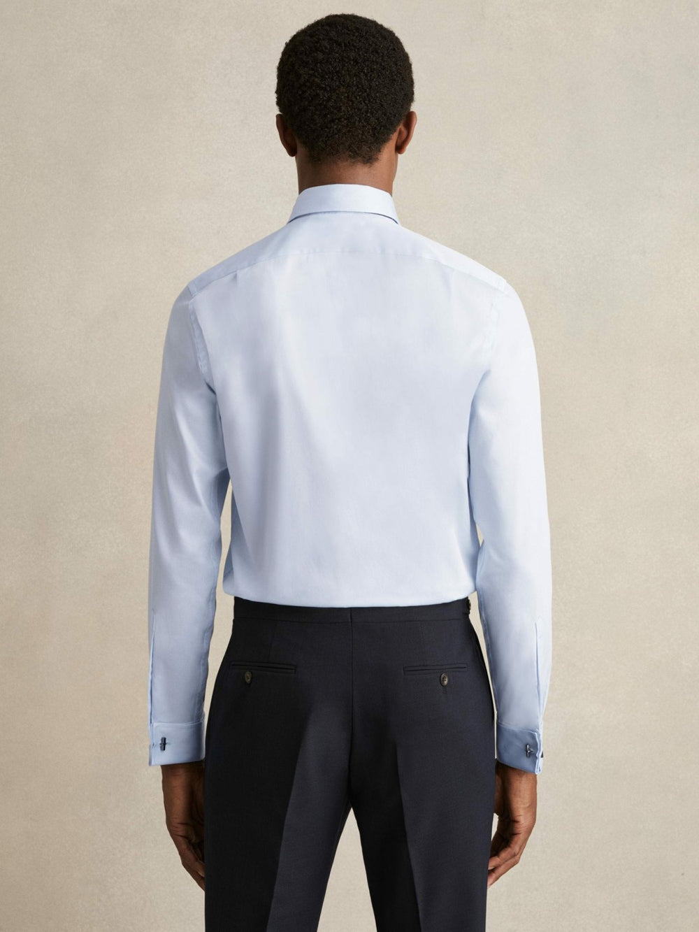 Regular Fit Slim-Fit Cotton Double-Cuff Shirt Soft Blue | Mens