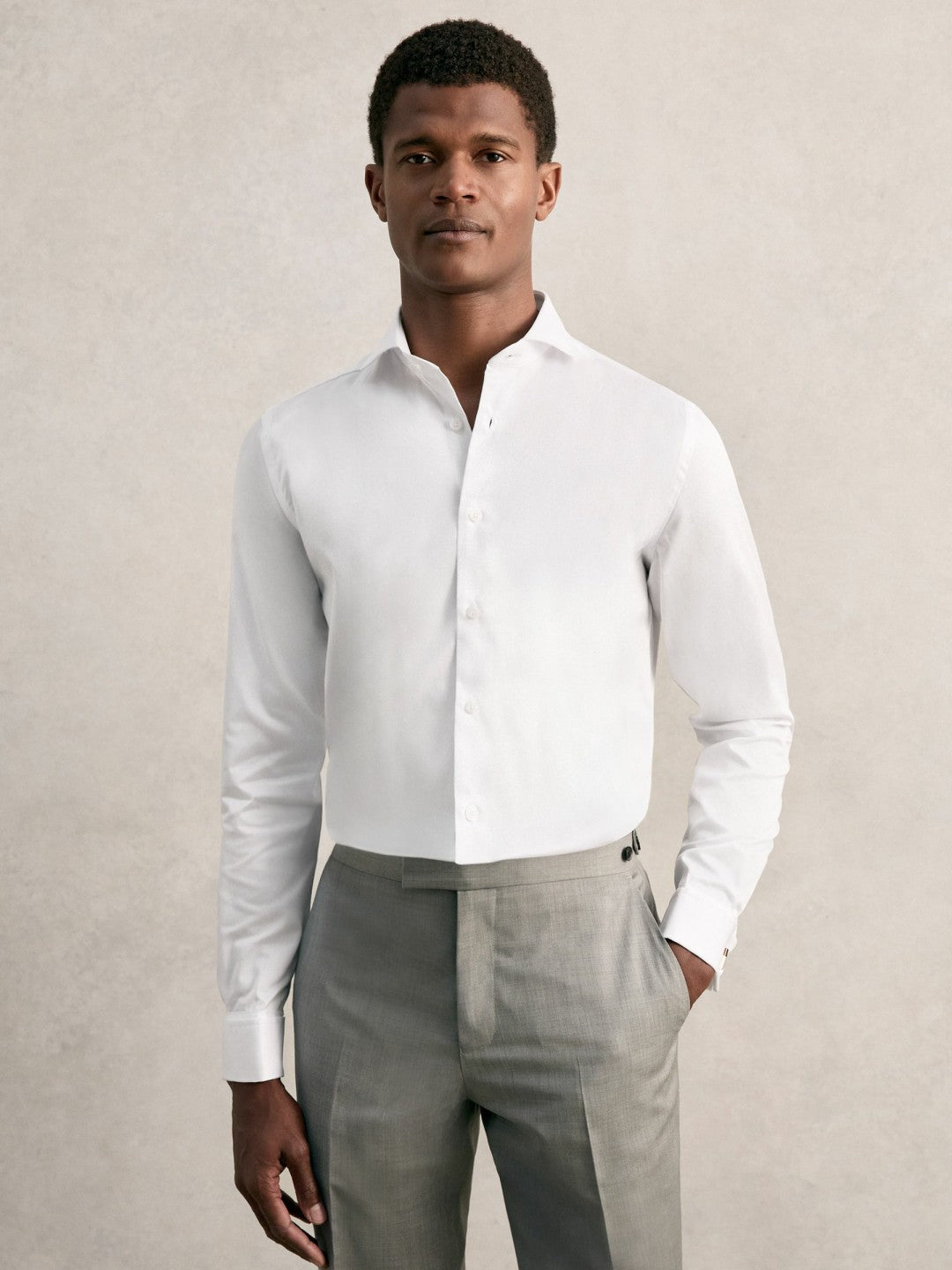 Slim Fit Slim-Fit Cotton Double-Cuff Shirt White | Mens