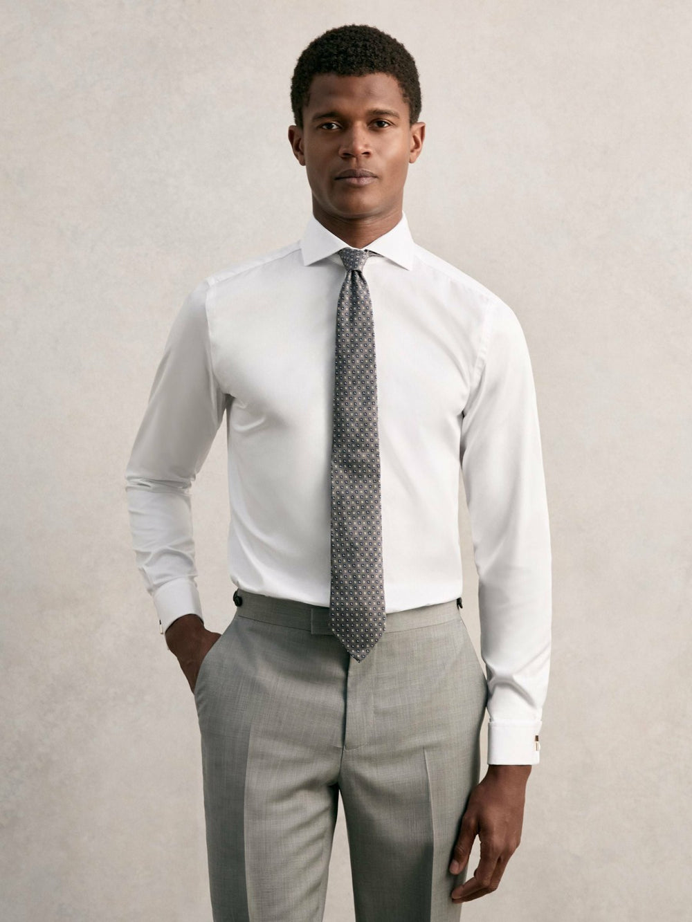 Slim Fit Slim-Fit Cotton Double-Cuff Shirt White | Mens