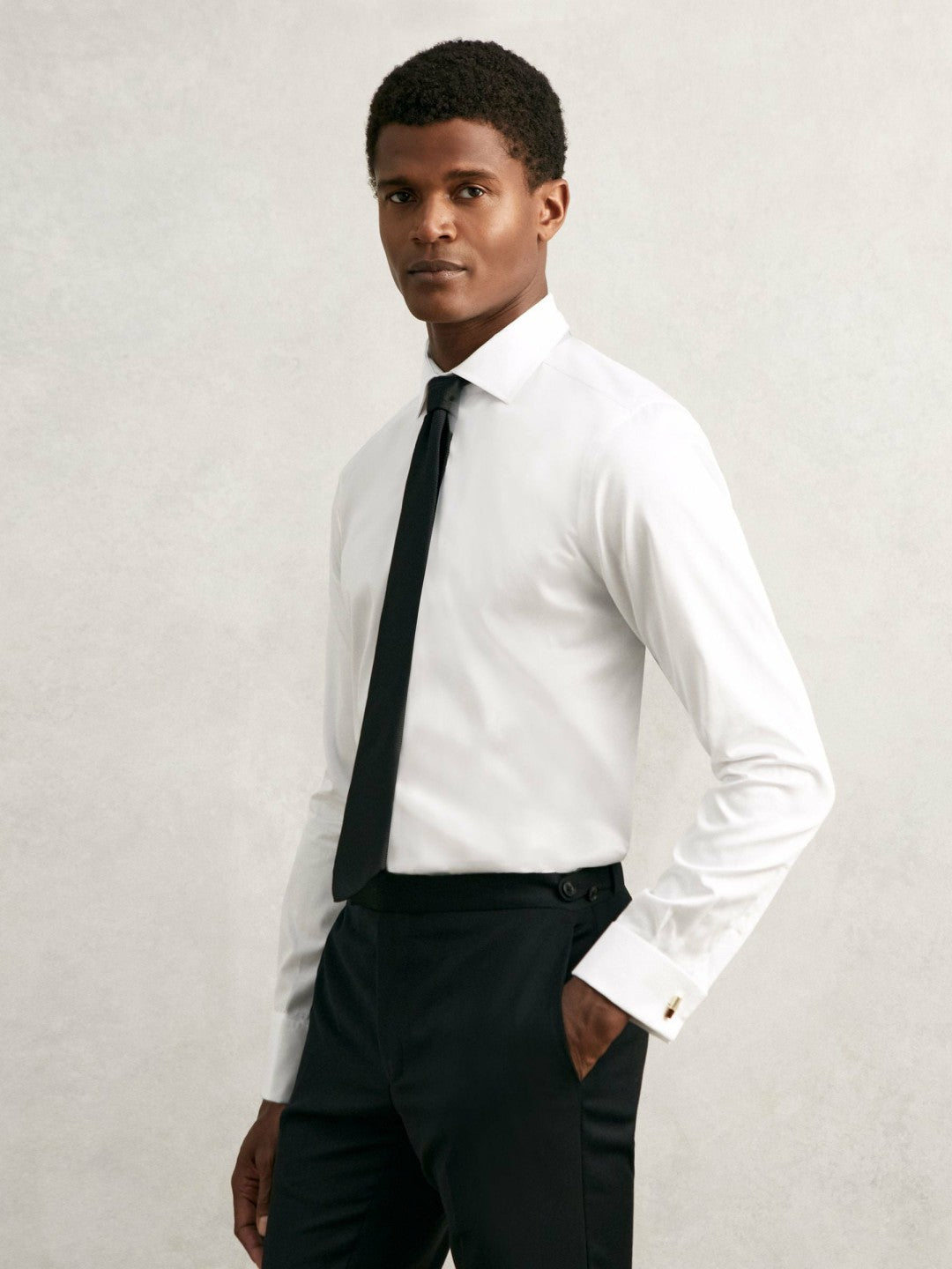 Regular Fit Slim-Fit Cotton-Sateen Shirt White | Mens