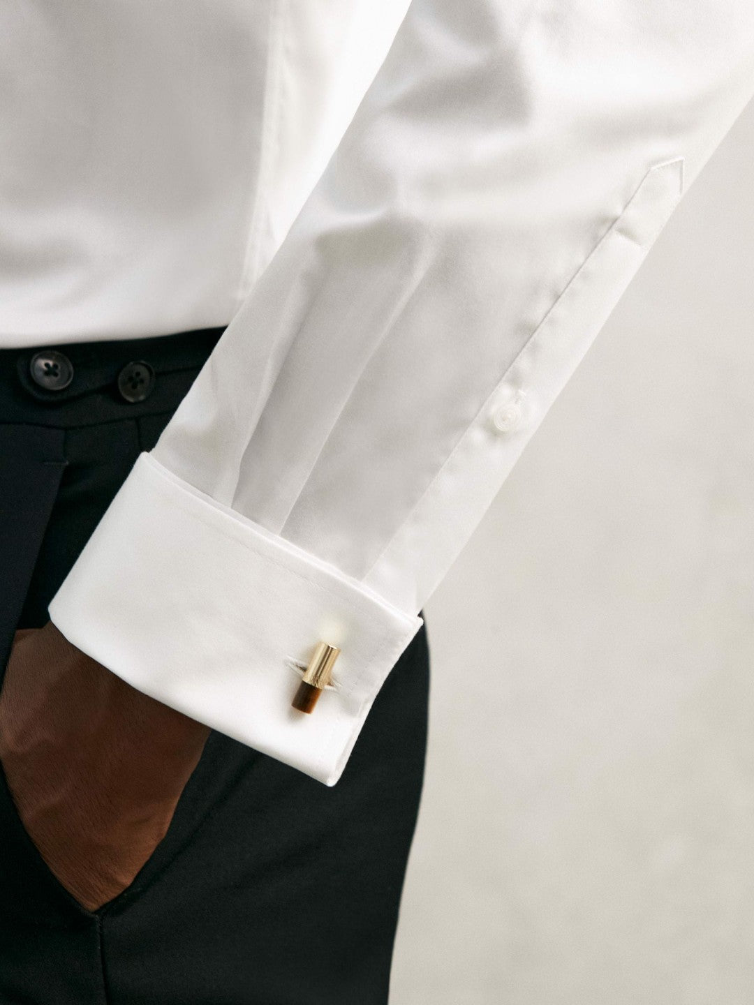 Regular Fit Slim-Fit Cotton-Sateen Shirt White | Mens