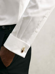 Regular Fit Slim-Fit Cotton-Sateen Shirt White | Mens