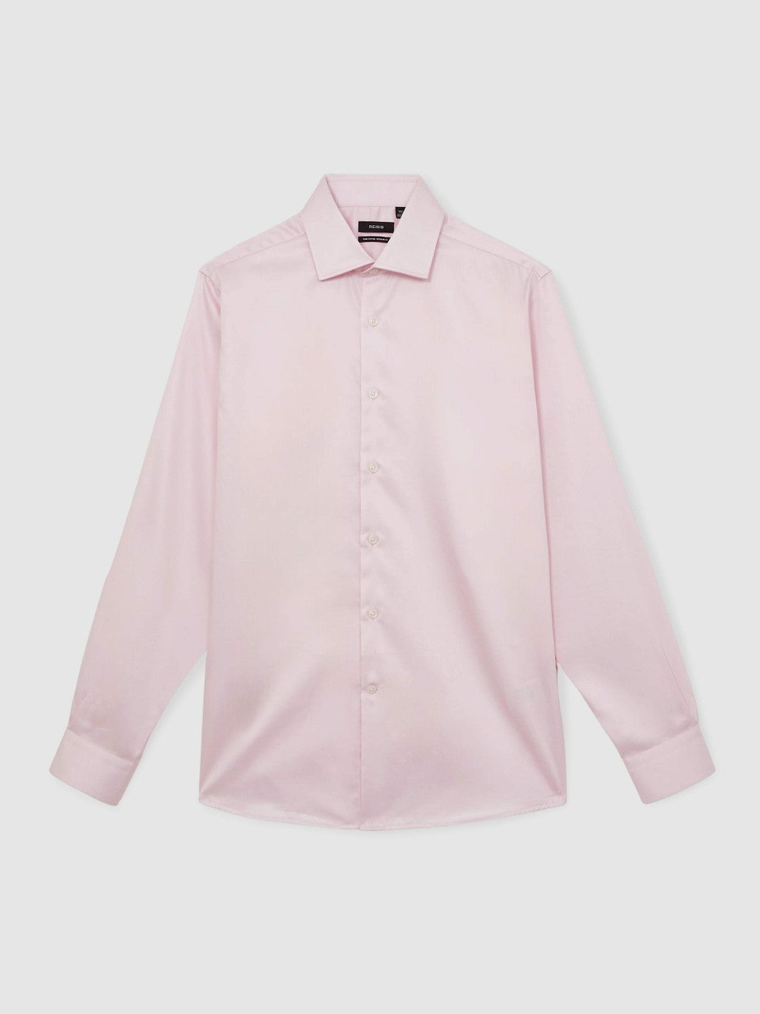 Regular Fit Cotton Sateen Shirt Pink | Mens
