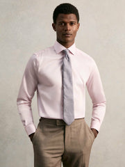 Regular Fit Cotton Sateen Shirt Pink | Mens