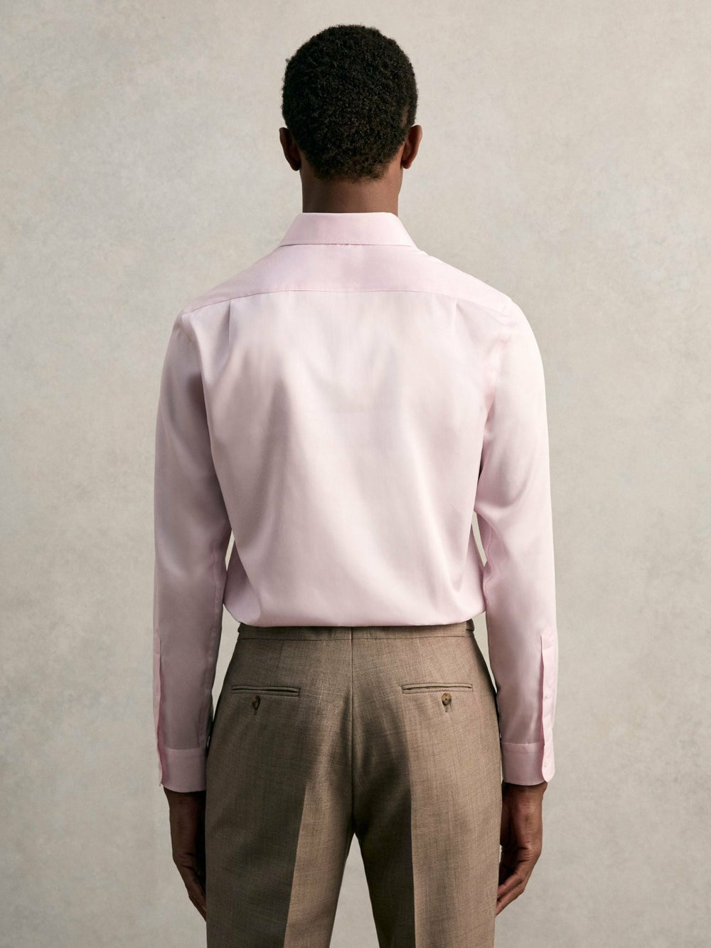 Regular Fit Cotton Sateen Shirt Pink | Mens