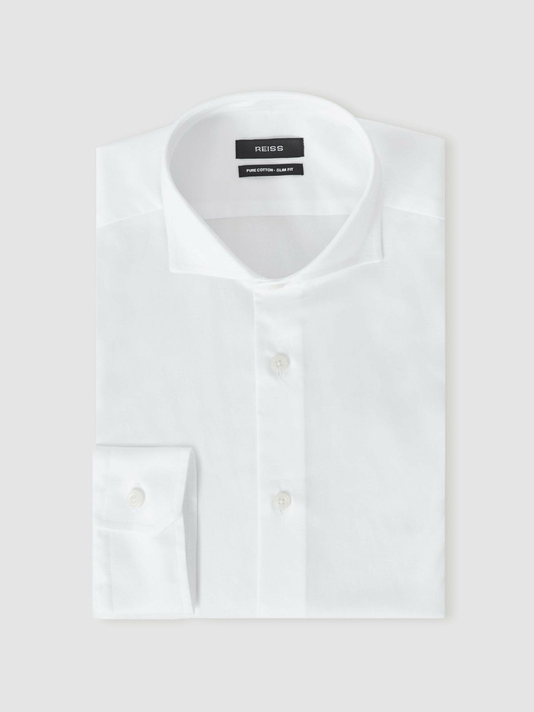Slim Fit Cotton-Twill Two-Fold Shirt Slim-Fit White | Mens