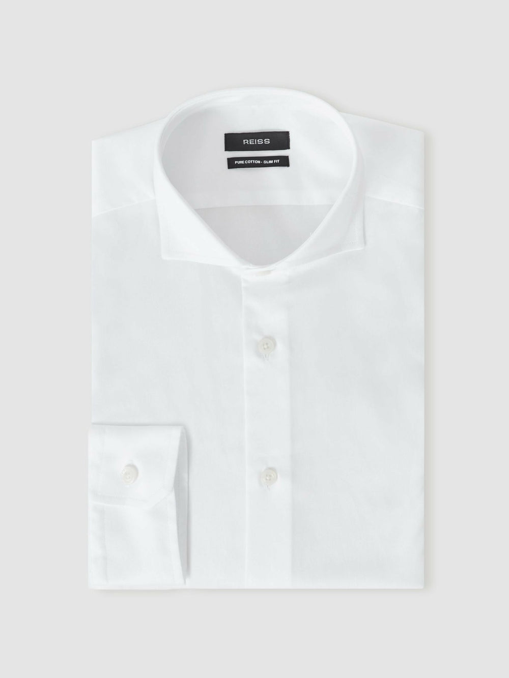 Slim Fit Cotton-Twill Two-Fold Shirt Slim-Fit White | Mens